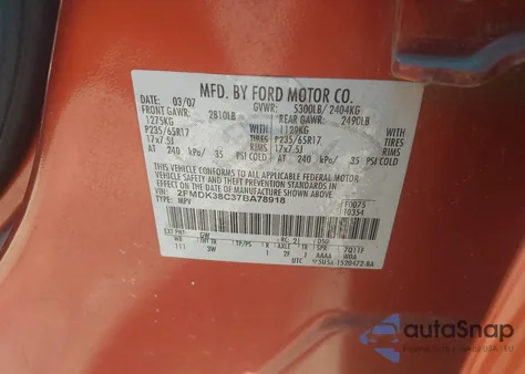 2007 Ford Edge Sel from USA, damaged, VIN 2FMDK38C37BA78918